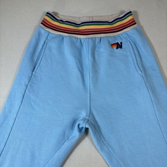 Aviator Nation Women’s Sky Blue Rainbow Rib Logo Sweatpants Small - Picture 6 of 12